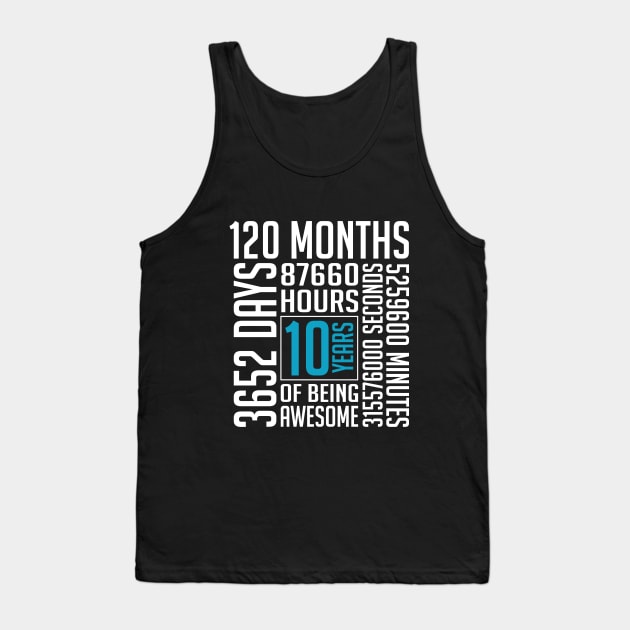 10th Birthday Vintage Retro T Shirt 120 Months Tank Top by shopflydesign